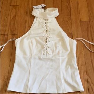 Lace up Mock Neck Top